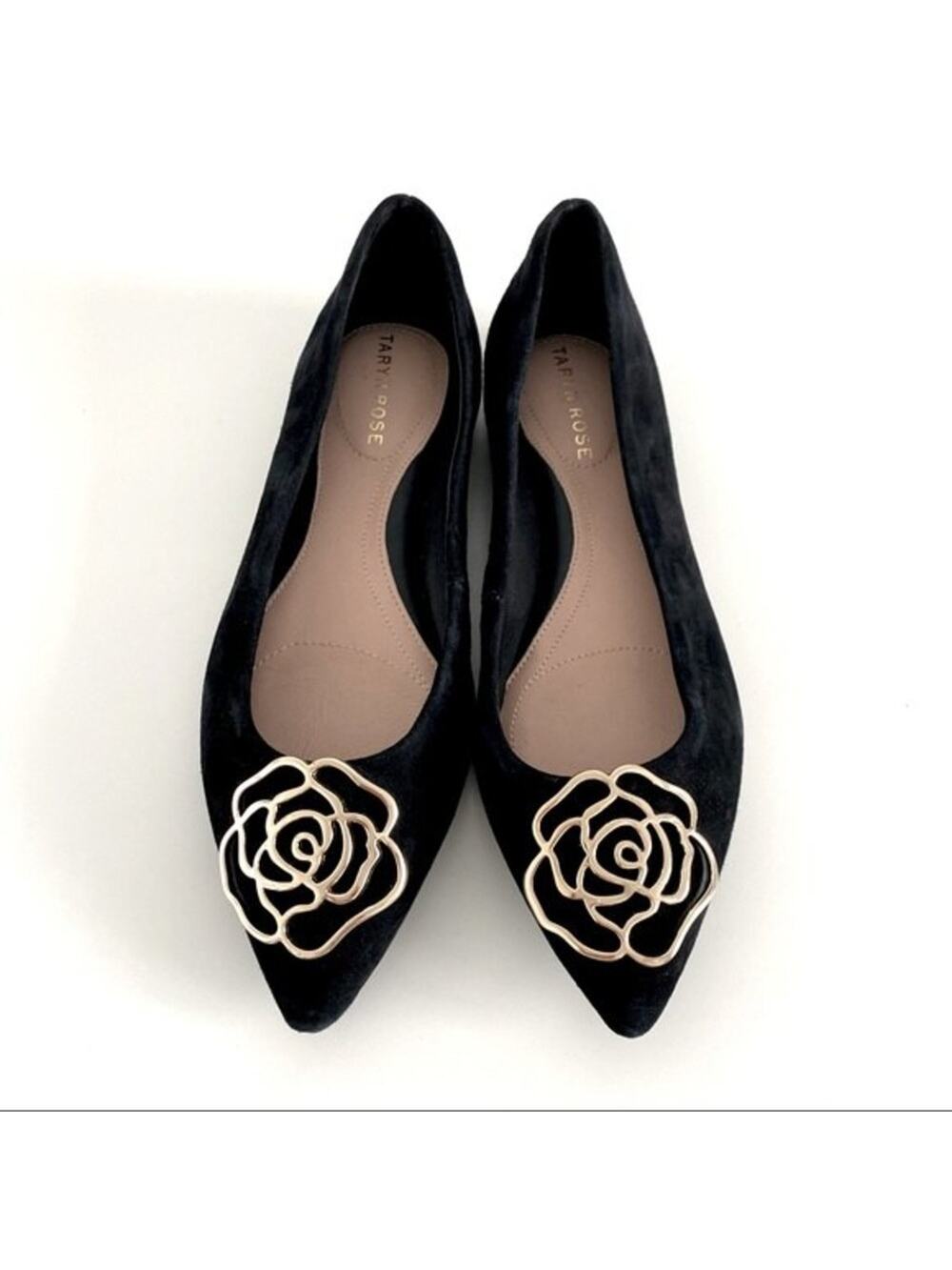 TARYN ROSE Fiona Pointed Toe Flats Black Size 6